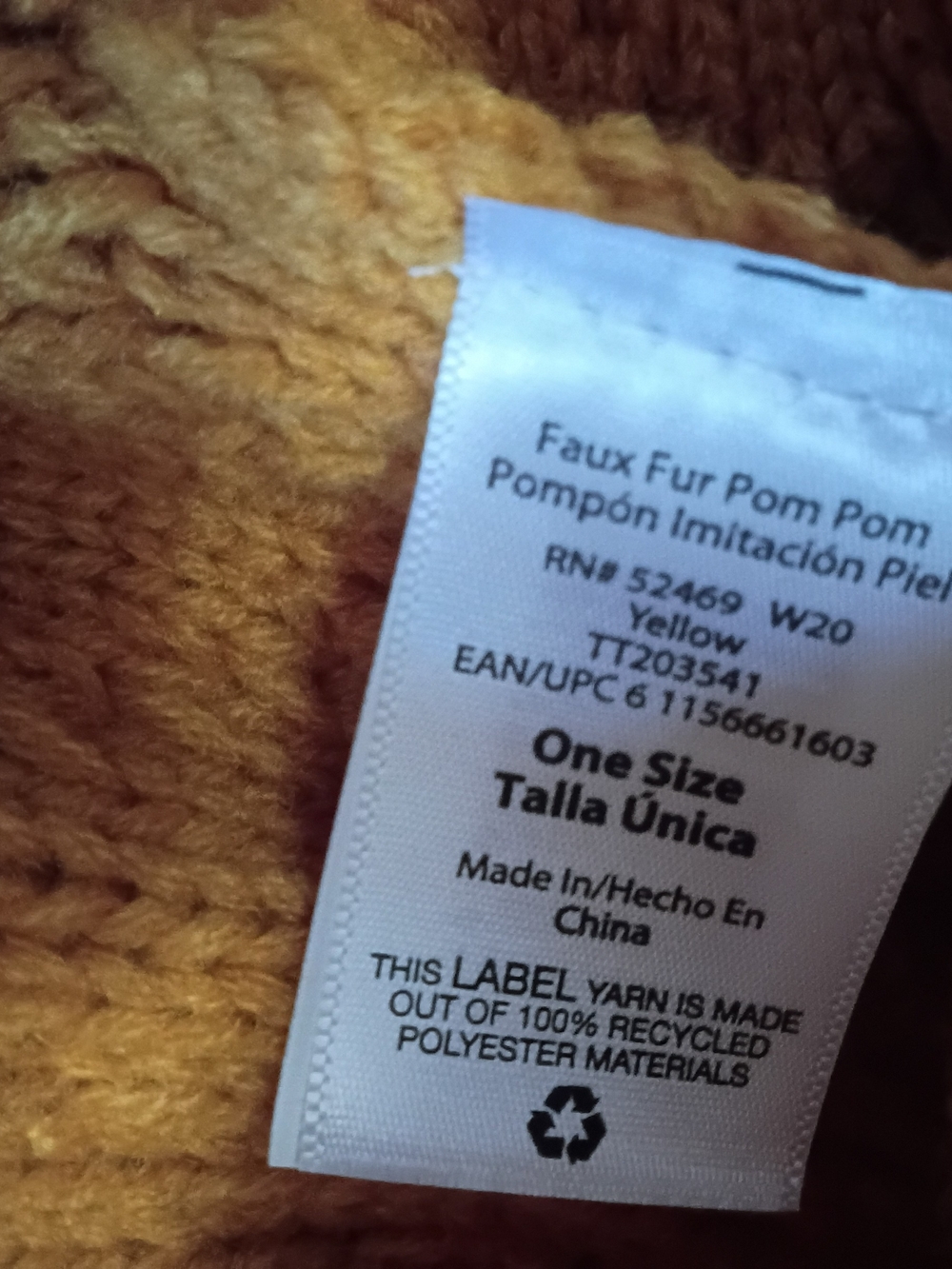 Time and Tru Kids Mustard Diamond Stitch Pom-Pom Beanie Nwt - Picture 11 of 11